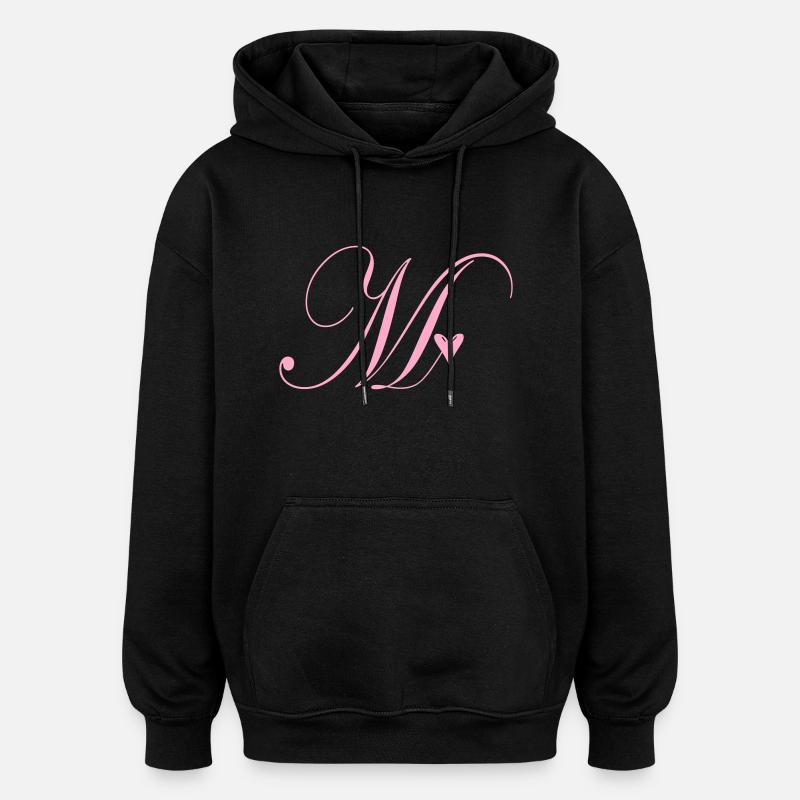 Monogram M Heart Vine - Oversized Unisex Hoodie - black