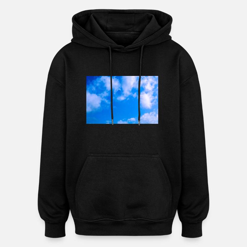 Blue cloudy sky - Sweat à capuche oversize unisexe - noir
