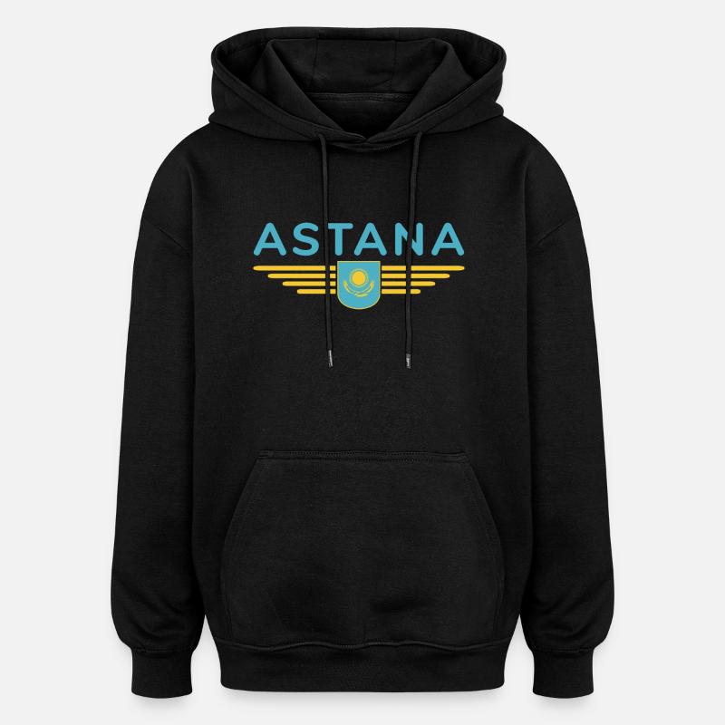 Astana Design – Modernité et tradition - Sweat à capuche oversize unisexe - noir