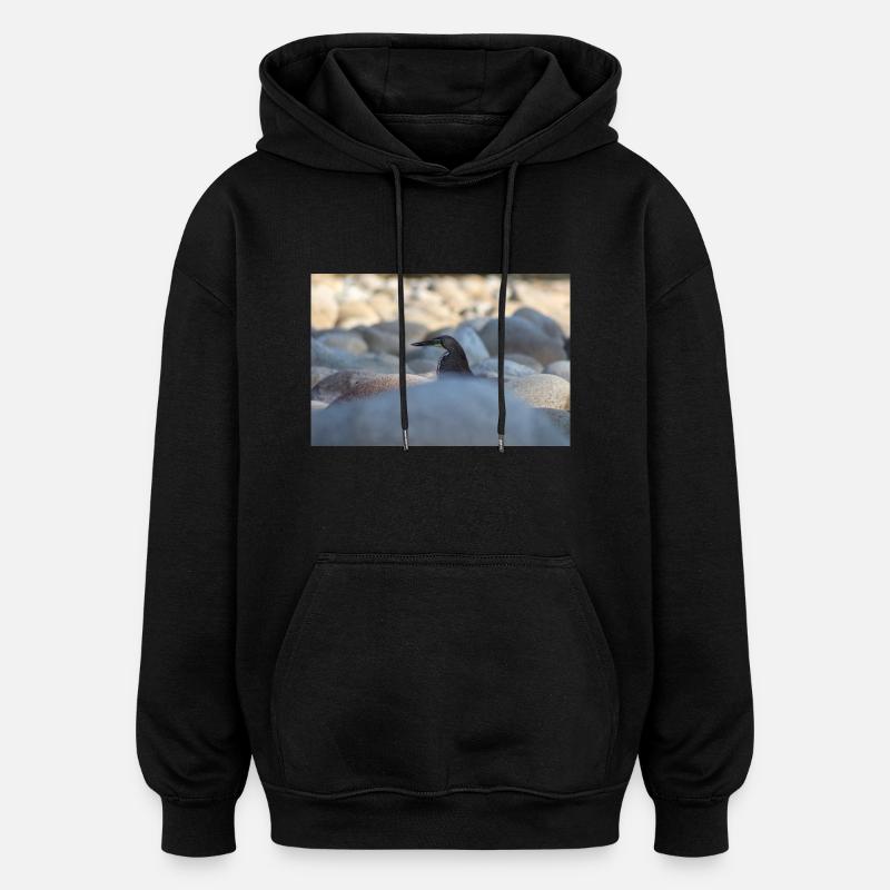 le héron - Sweat à capuche oversize unisexe - noir