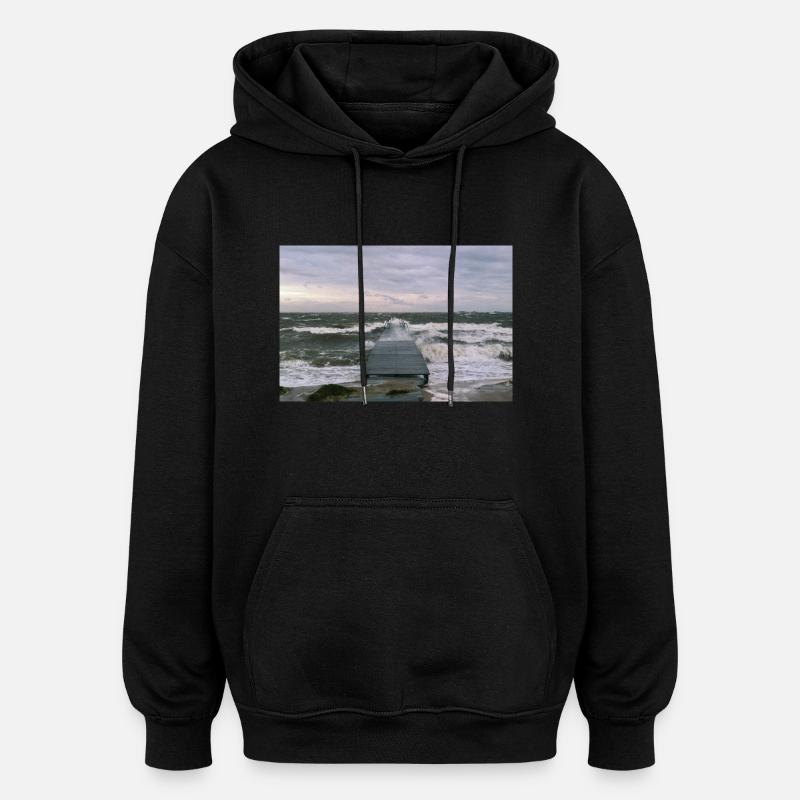 Tempête - Sweat à capuche oversize unisexe - noir