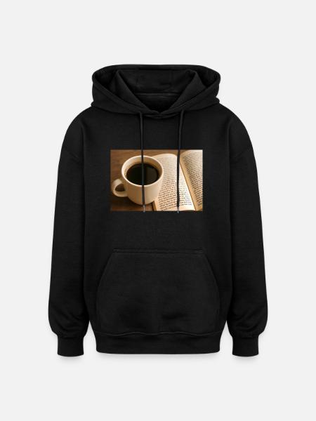 Book and coffee - Oversized Unisex Hoodie - black