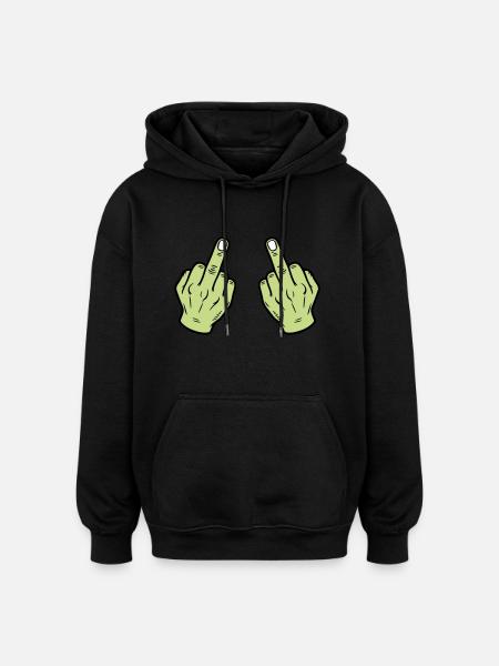 Middle Finger Hand Naughty - Oversized Unisex Hoodie - black