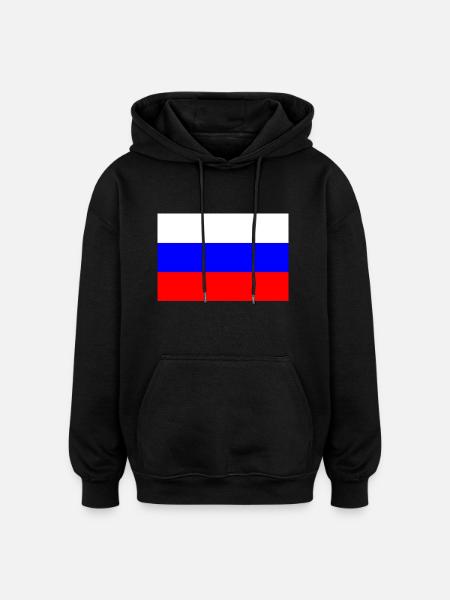 Russie, Russie, drapeau, drapeau - Sweat à capuche oversize unisexe - noir