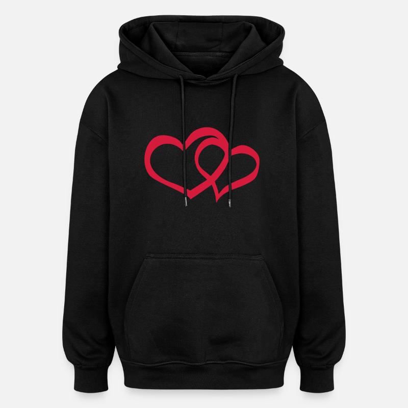 Herzen - Oversized Unisex Hoodie - Schwarz