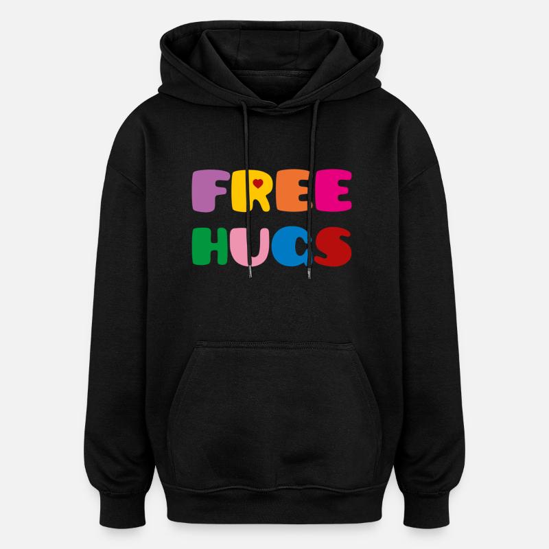 Free Hugs - Sweat à capuche oversize unisexe - noir