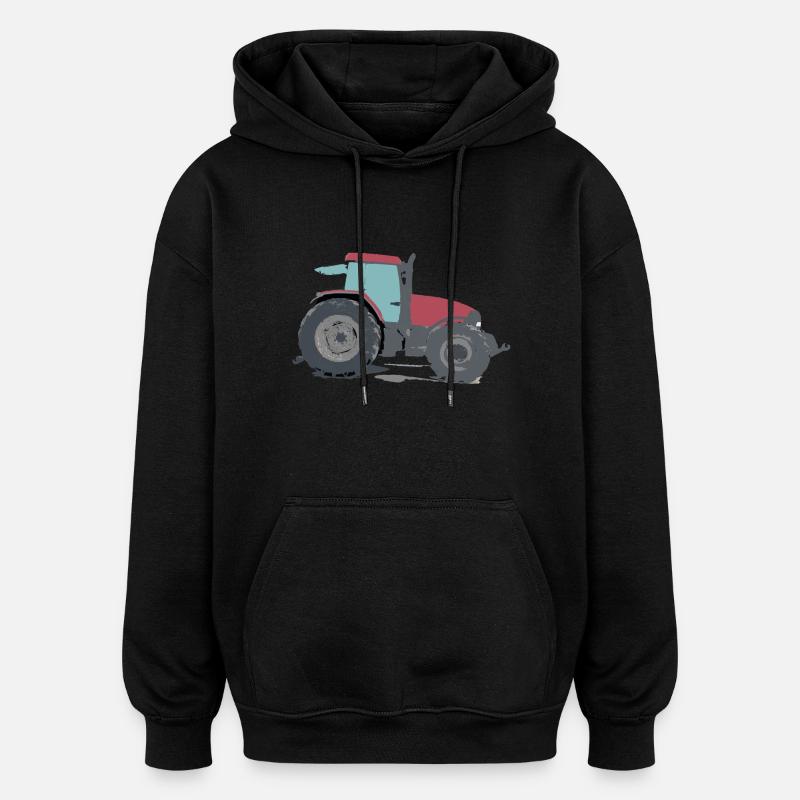 Tracteur agricole rouge - Sweat à capuche oversize unisexe - noir