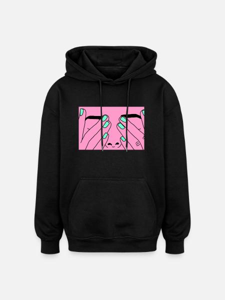 Face rose - Oversized Unisex Hoodie - black
