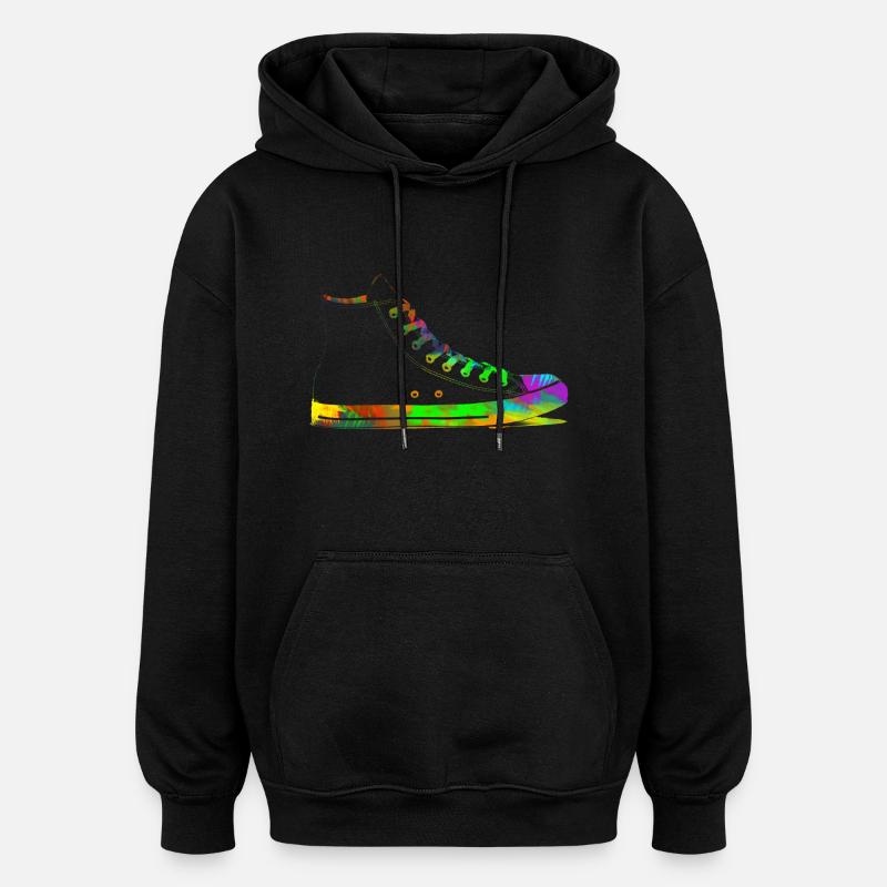 RainbowShoes - Sweat à capuche oversize unisexe - noir