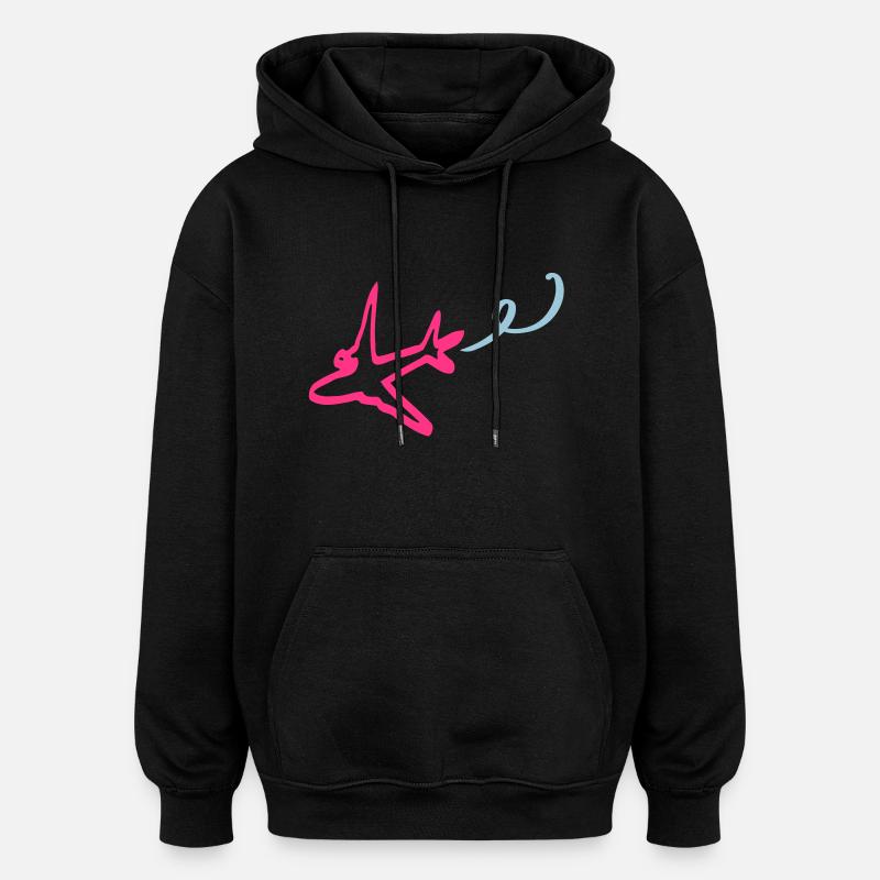 aviation_airplane - Sweat à capuche oversize unisexe - noir