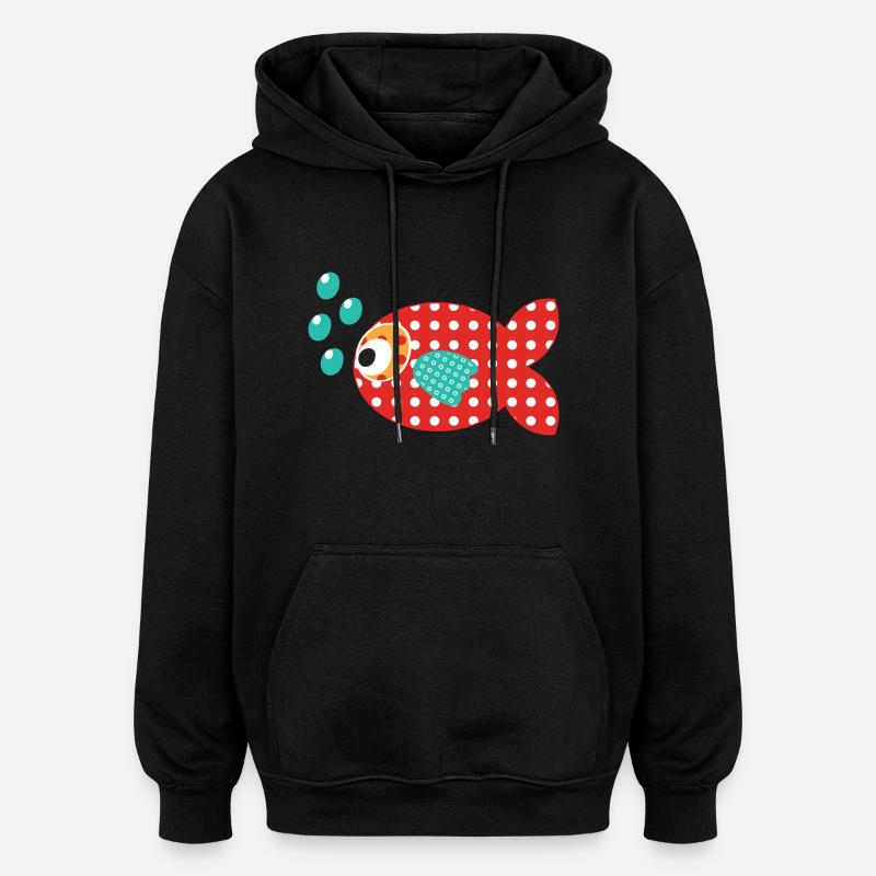 poisson - Sweat à capuche oversize unisexe - noir