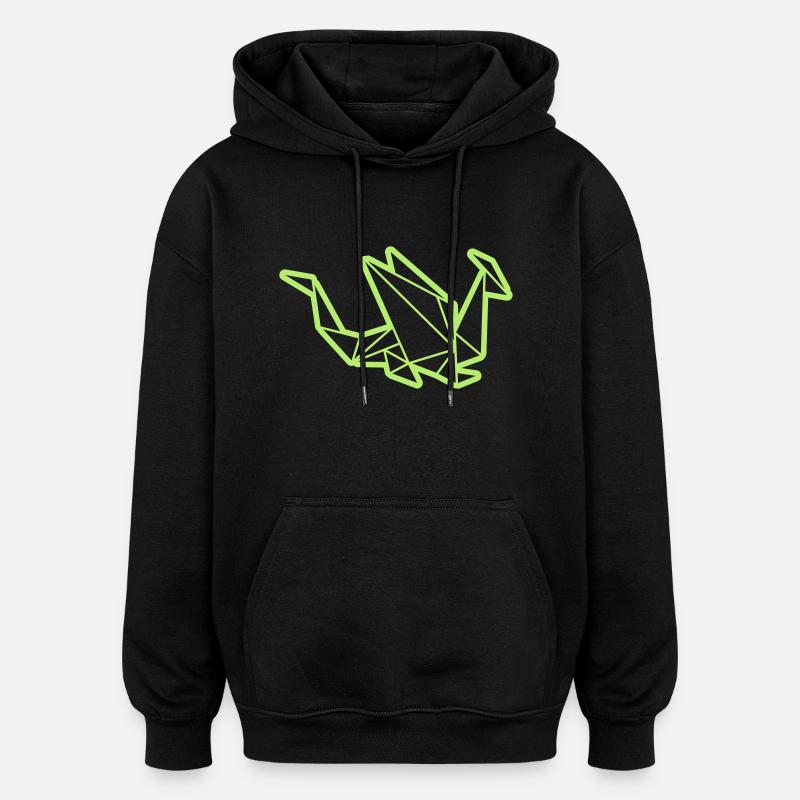 Origami: stolzer Drache - Sweat à capuche oversize unisexe - noir