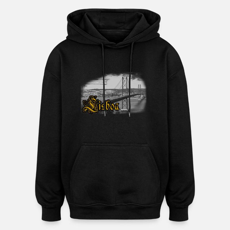 Lisbon bridge - Oversized Unisex Hoodie - black