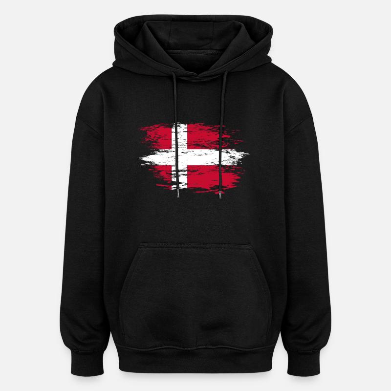 Drapeau du Danemark utilisé - Sweat à capuche oversize unisexe - noir
