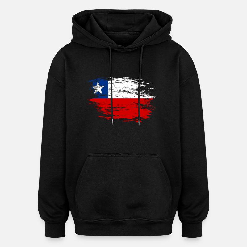 Drapeau chilien utilisé - Sweat à capuche oversize unisexe - noir