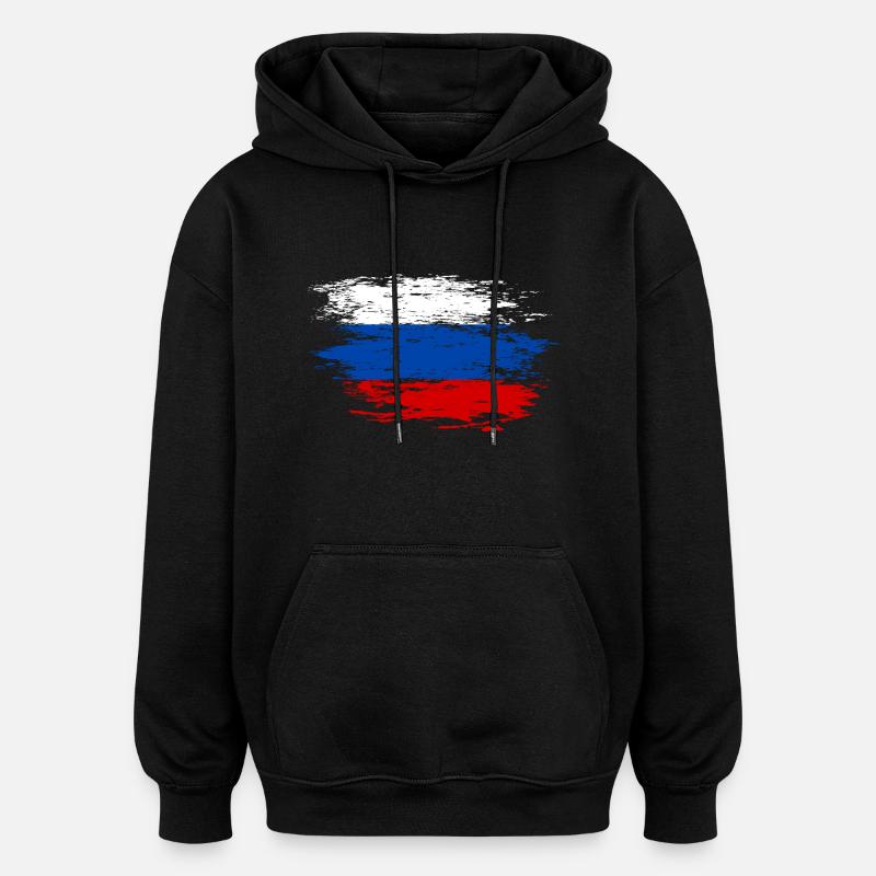 Drapeau russe utilisé - Sweat à capuche oversize unisexe - noir