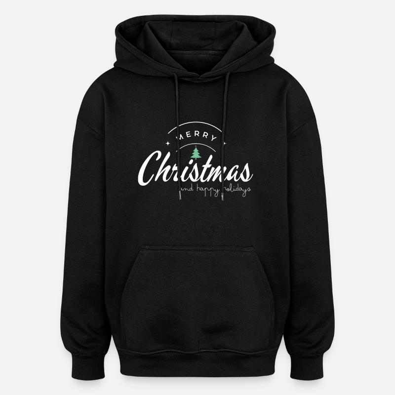 Joyeux Noël et Joyeuses Fêtes - Sweat à capuche oversize unisexe - noir