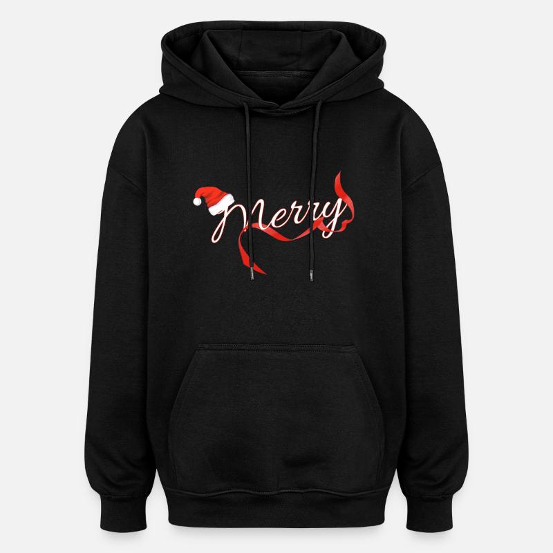 Joyeux - Sweat à capuche oversize unisexe - noir