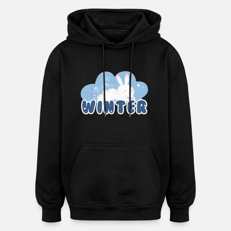 Lapin d’hiver - Sweat à capuche oversize unisexe - noir