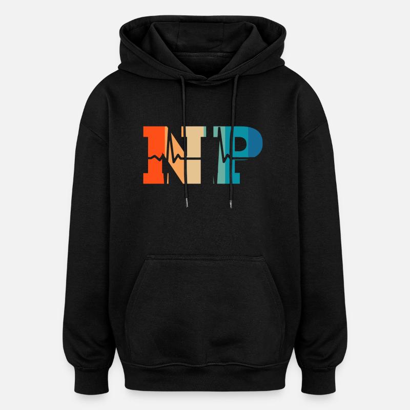 Heartbeat retro nurse practitioner - Oversized Unisex Hoodie - black