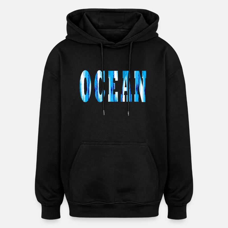 Ocean - Sweat à capuche oversize unisexe - noir