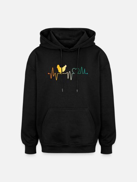 Chickens heartbeat hen - Oversized Unisex Hoodie - black