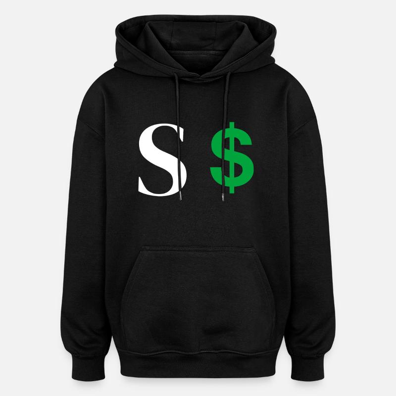 Lettre s dollar - Sweat à capuche oversize unisexe - noir
