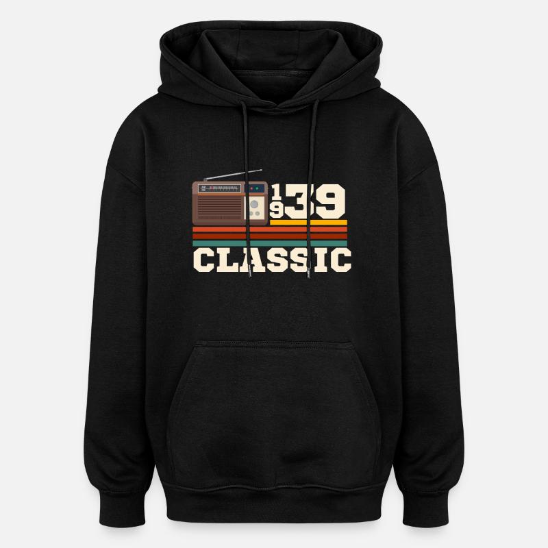 Anniversaire 1939 retro classic - Sweat à capuche oversize unisexe - noir