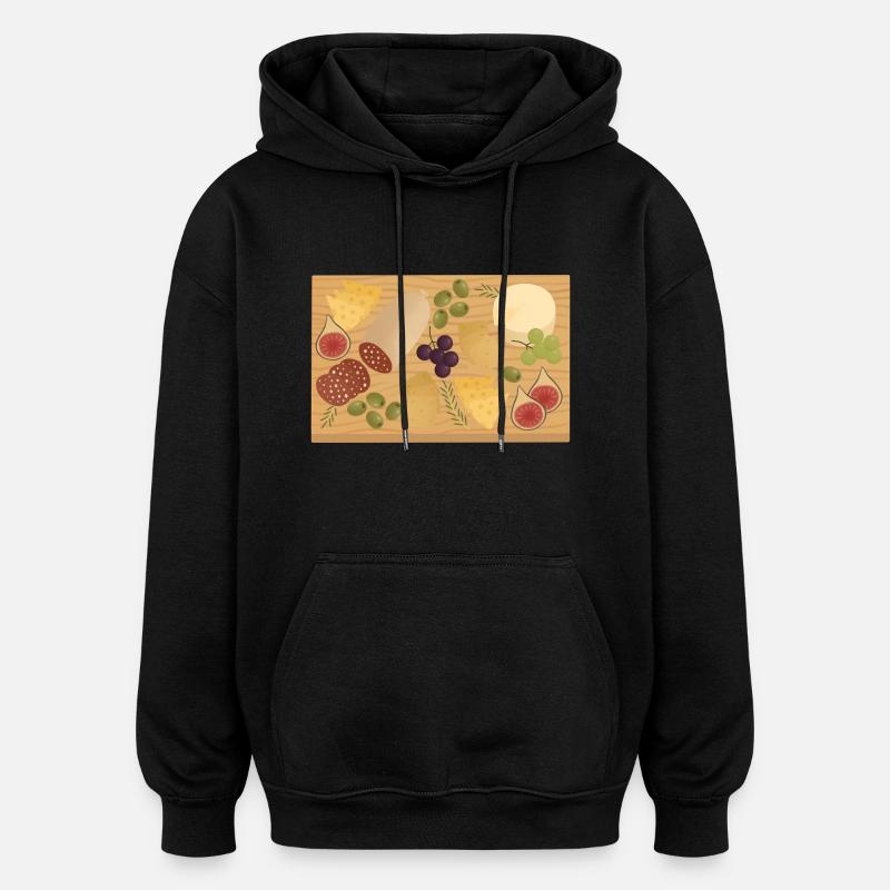 Planche de charcuterie - Sweat à capuche oversize unisexe - noir