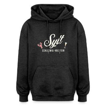 Sylt – Hummer, Sonne, Schaum im Glas - Oversized Unisex Hoodie - Anthrazit - Vorne - Noah (186cm)