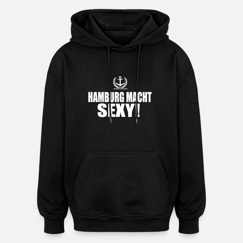 Hambourg - Sweat à capuche oversize unisexe - noir