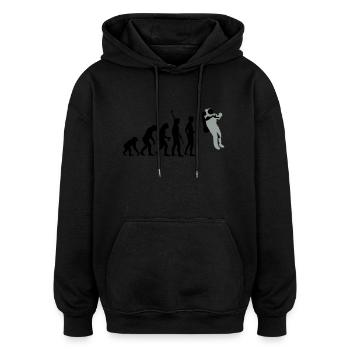 evolution_astronaut_2c - Oversized Unisex Hoodie - Schwarz - Vorne - Noah (186cm)
