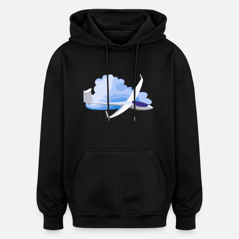 Segelflugzeug mit Wolke Geschenkidee - Oversized Unisex Hoodie - Schwarz