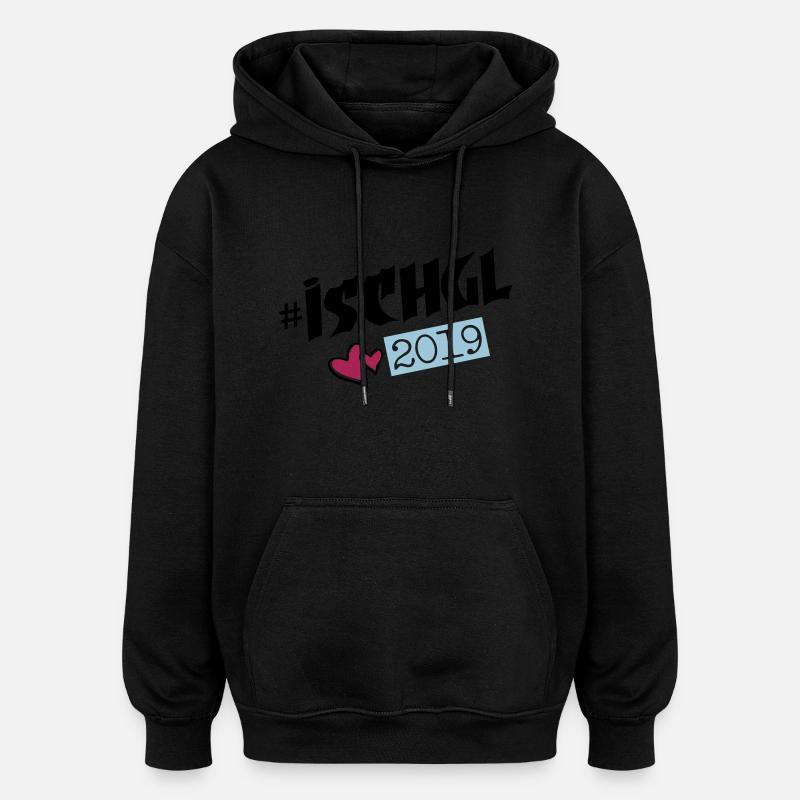 ischgl 2019 herzchen - Oversized Unisex Hoodie - Schwarz