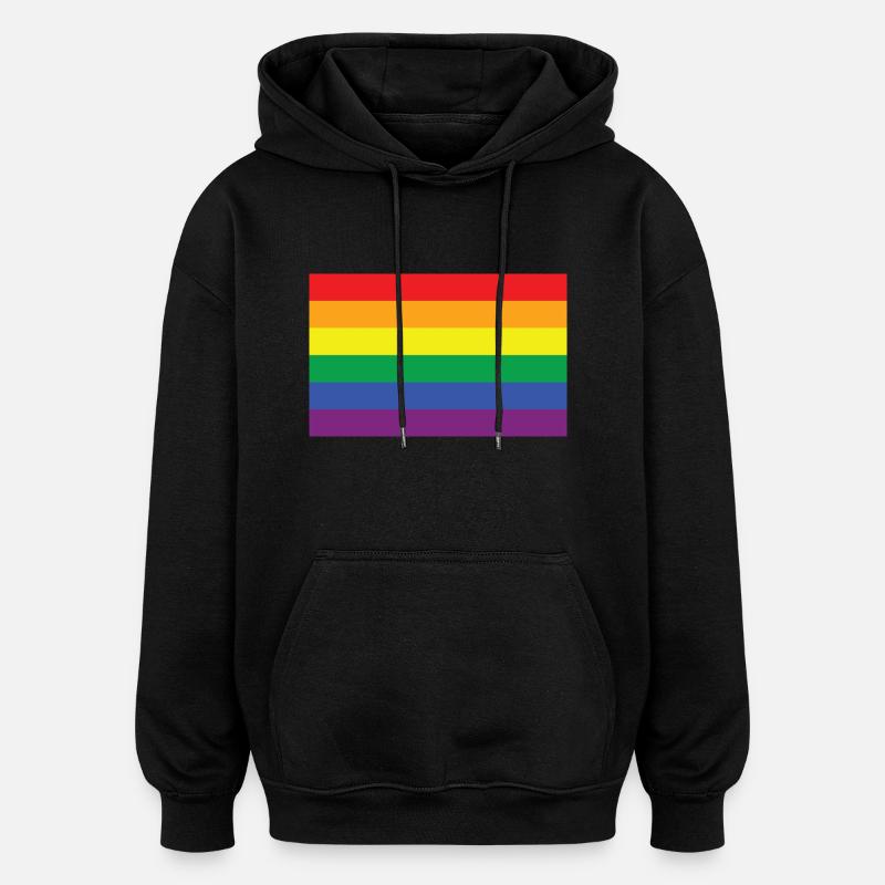 Arc-en-ciel - Sweat à capuche oversize unisexe - noir