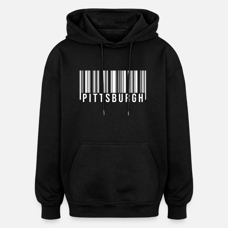Pittsburgh Barcode - Oversized Unisex Hoodie - black