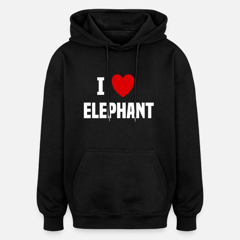 I love Elephant - Sweat à capuche oversize unisexe - noir