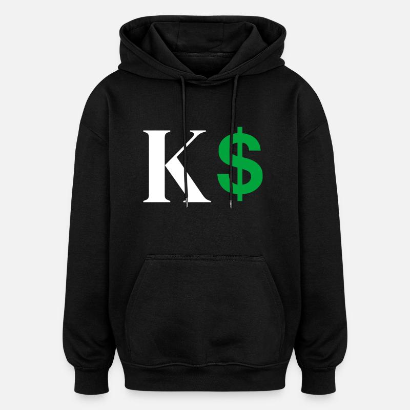 Lettre k dollar - Sweat à capuche oversize unisexe - noir