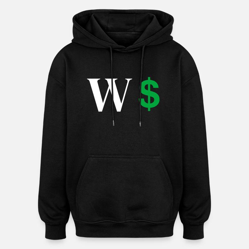 Lettre w dollar - Sweat à capuche oversize unisexe - noir
