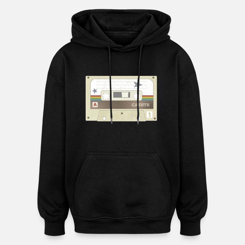 MixTape Cassette Rétro - Sweat à capuche oversize unisexe - noir