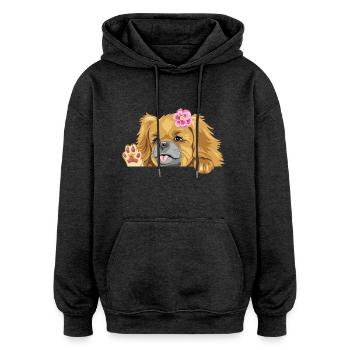 Lugende winkende Pekinesenhündin - Oversized Unisex Hoodie - Anthrazit - Vorne - Noah (186cm)