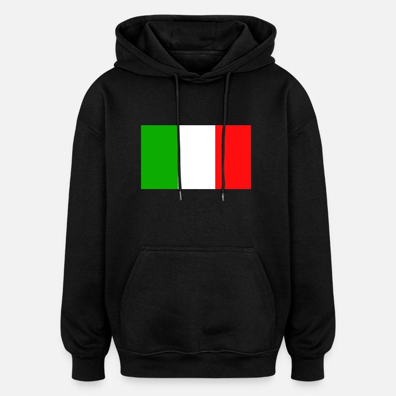 Italie, Italie, drapeau, drapeau - Sweat à capuche oversize unisexe - noir