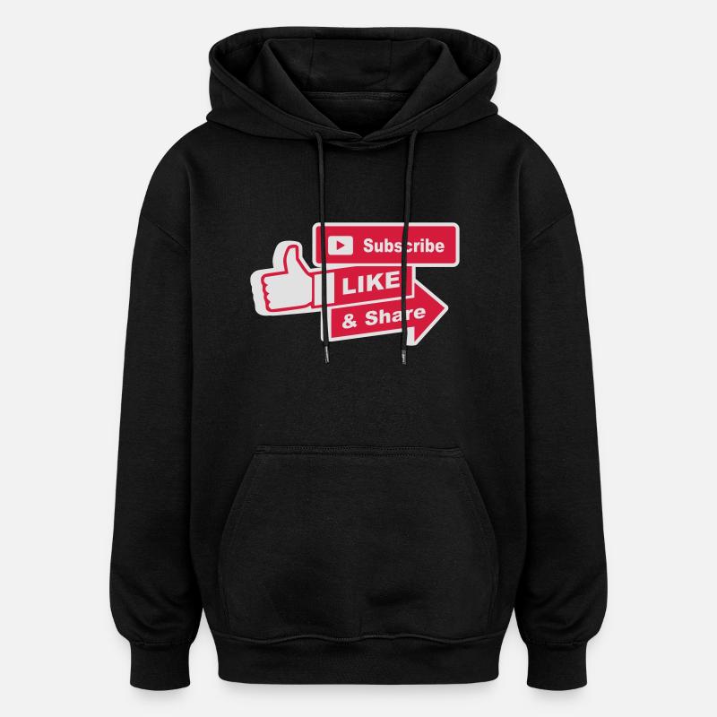 Subscribe, like and share - Oversized Unisex Hoodie - Schwarz