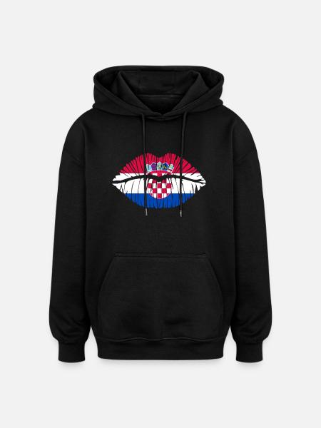 Kuss Kroatien - Oversized Unisex Hoodie - Schwarz