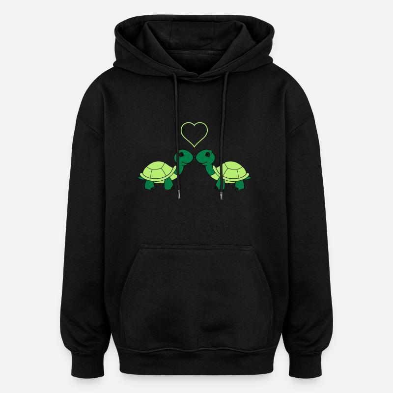 schildkroeten_verliebt_001 - Sweat à capuche oversize unisexe - noir