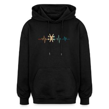 Retro Herzschlag Alchemistisches Symbol - Oversized Unisex Hoodie - Schwarz - Vorne - Noah (186cm)