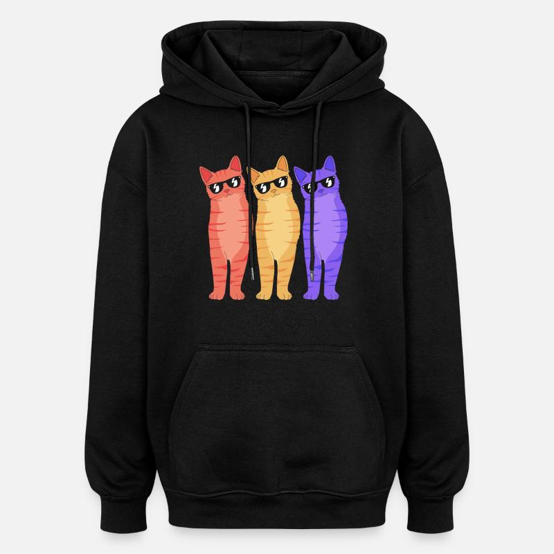Chat tigré - Sweat à capuche oversize unisexe - noir