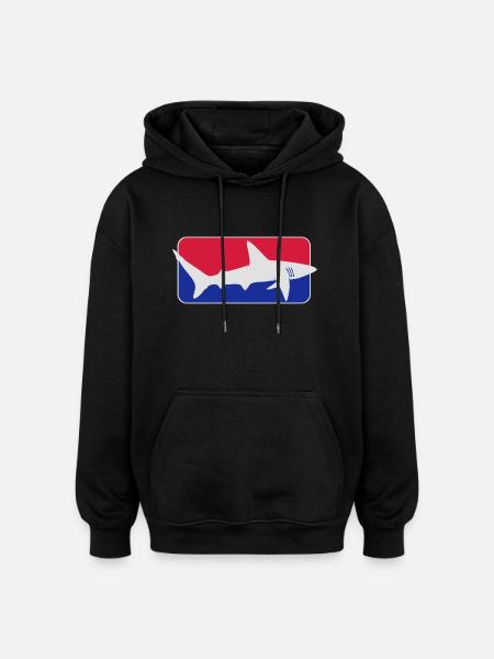 league_shark x_vec_3 de - Oversized Unisex Hoodie - Schwarz