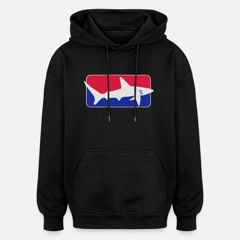 league_shark x_vec_3 fr - Sweat à capuche oversize unisexe - noir