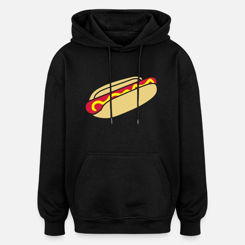 fastfood_hotdog_design_3c - Sweat à capuche oversize unisexe - noir